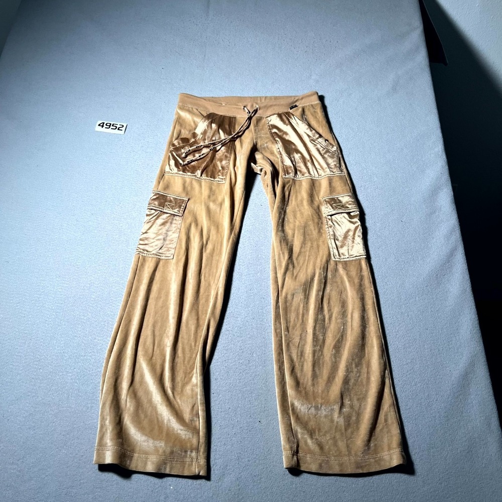 BCBGMaxazria Velvet Wide Leg Pants Womens Medium Brown Drawstring‎ Streetwear